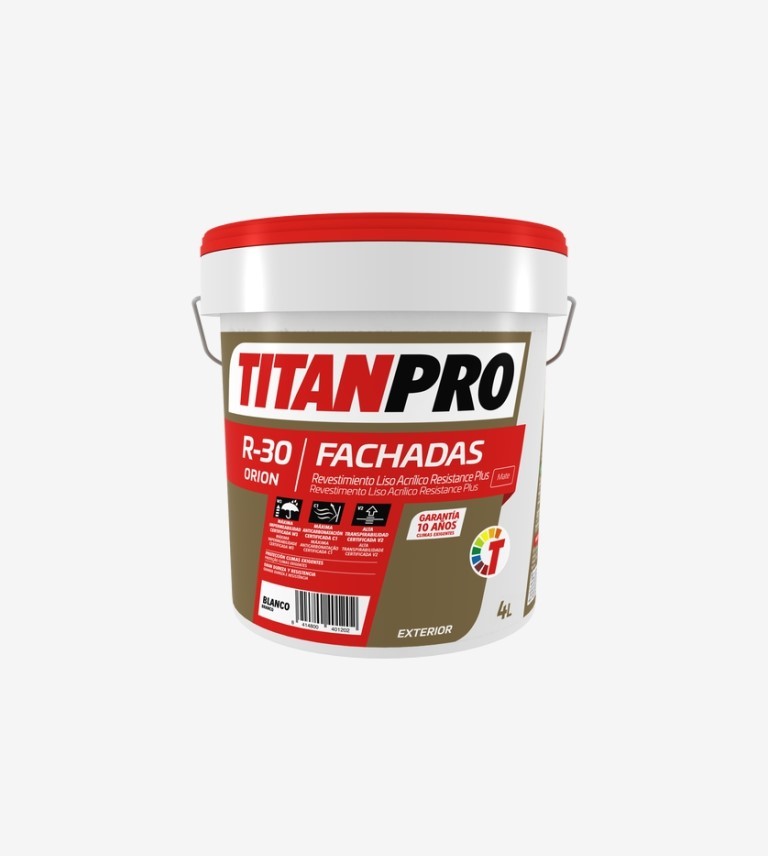 TITANPRO R30 REVESTIMIENTO ACRILICO LISO PREMIUM MATE BLANCO=BB 4L