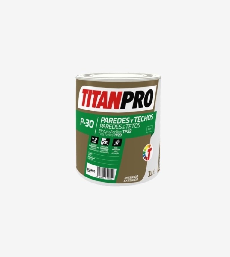 TITANPRO P30 PINTURA ACRILICA ANTIMOHO MATE BASE BN 1L
