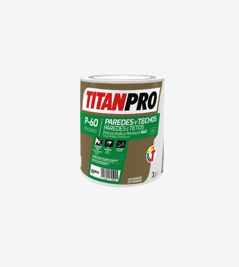 TITANPRO P60 PINTURA PREMIUM MATE SEDOSO BASE BN 1L