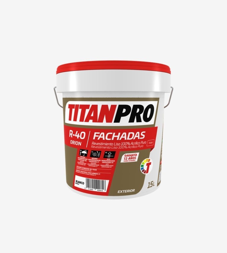 TITANPRO R40 REVESTIMIENTO 100% ACRILICA PURA MATE BASE BN 4L