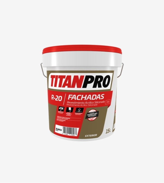 TITANPRO R20 REVESTIMIENTO ACRILICO SILICONADO MATE BLANCO=BB 15L