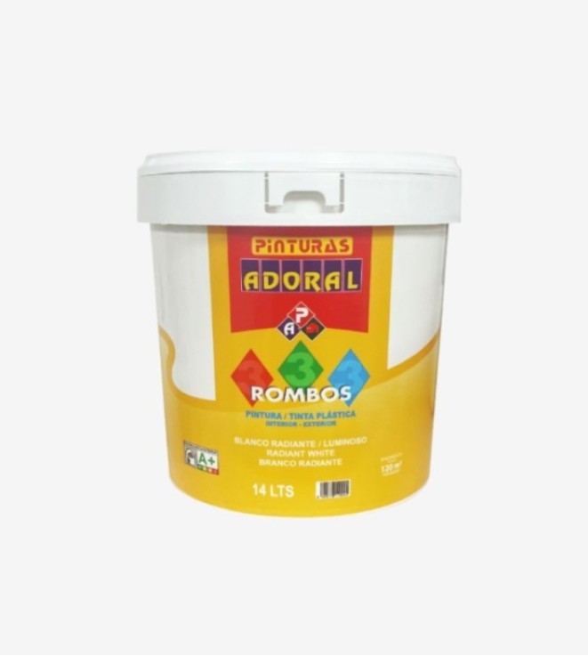 PINTURA PLASTICA MATE 3 ROMBOS COVERTOP BLANCO ADORAL 750ML
