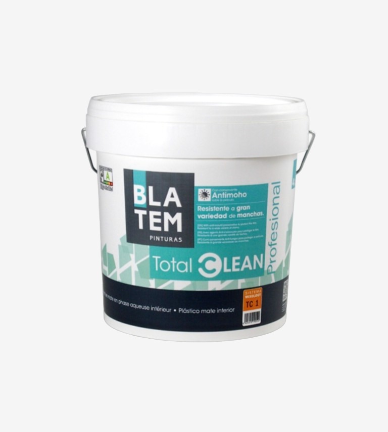 PINTURA PLASTICA MATE TOTAL CLEAN BLANCO/BASE 1 BLATEM 4L