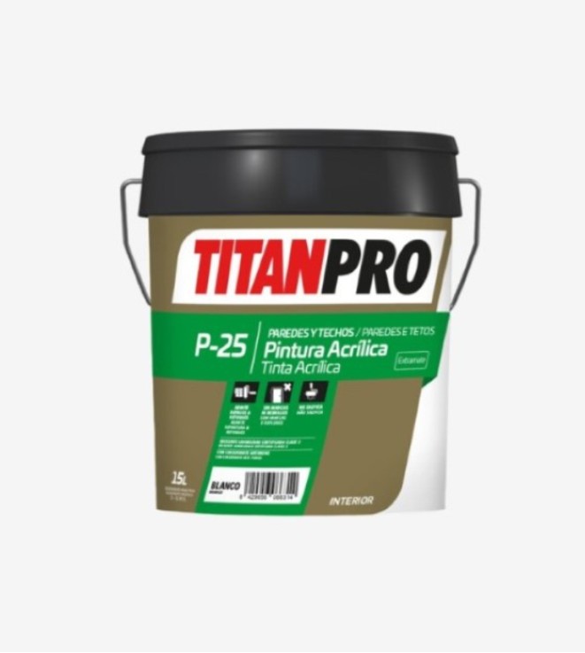 TITANPRO P25 PINTURA ACRILICA INT. BLANCO EXTRA MATE ER  4L