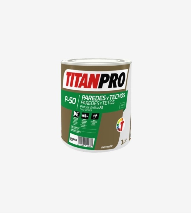 TITANPRO P50 PINTURA VINILICA MATE BLANCO=BB 1L