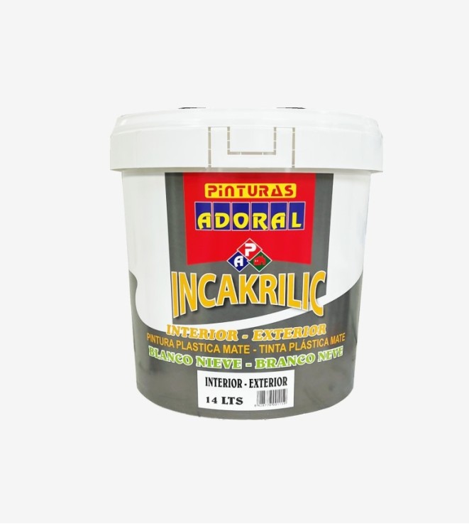 PINTURA PLASTICA MATE INCAKRIL INTERIOR-EXTERIOR BLANCO ADORAL 3L