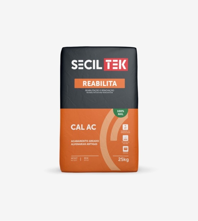 MORTERO DE ACABADO DE CAL HIDRAULICA REABILITA CAL AC 01 NATURAL SECILTEK 18KG